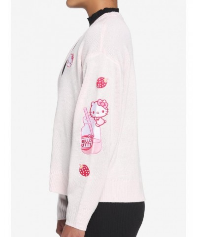 Hello Kitty Strawberry Milk Skimmer Girls Cardigan $20.20 Cardigans
