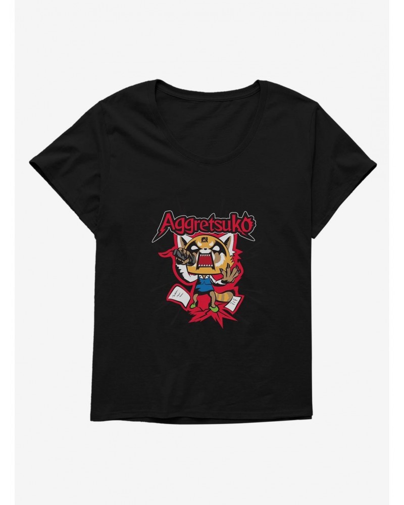 Aggretsuko Screaming Lyrics Girls T-Shirt Plus Size $9.48 T-Shirts