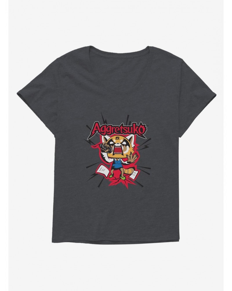 Aggretsuko Screaming Lyrics Girls T-Shirt Plus Size $9.48 T-Shirts