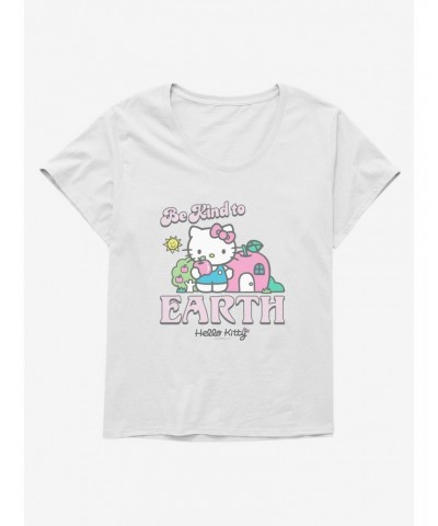 Hello Kitty Be Kind To The Earth Girls T-Shirt Plus Size $8.37 T-Shirts