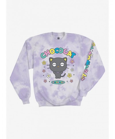 Chococat Flowers Lavender Tie-Dye Girls Sweatshirt $15.80 Sweatshirts
