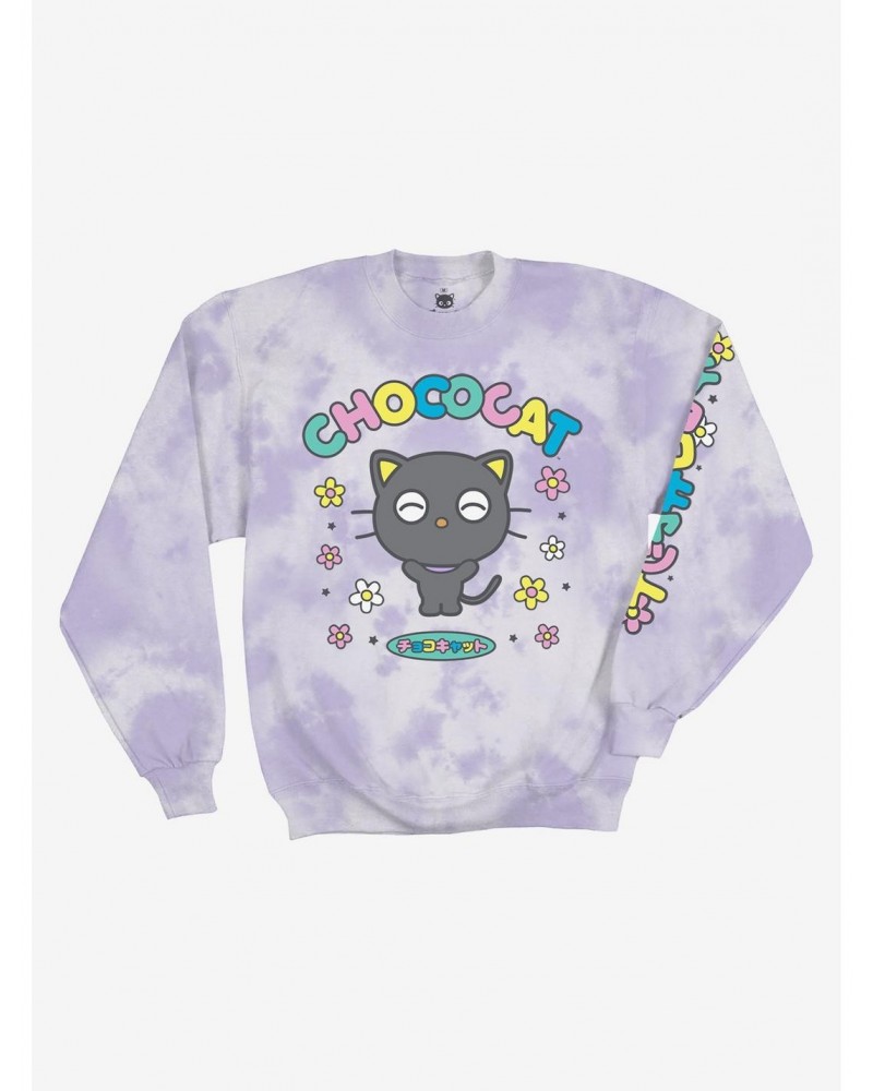 Chococat Flowers Lavender Tie-Dye Girls Sweatshirt $15.80 Sweatshirts