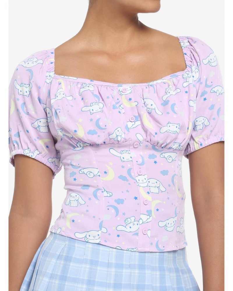 Cinnamoroll Celestial Peasant Girls Woven Top $15.00 Tops