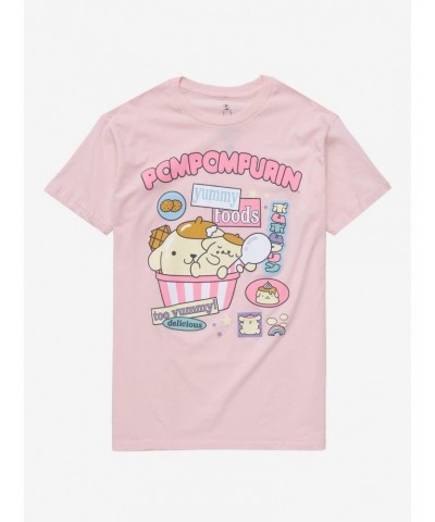 Pompompurin Yummy Foods Boyfriend Fit Girls T-Shirt $7.77 T-Shirts