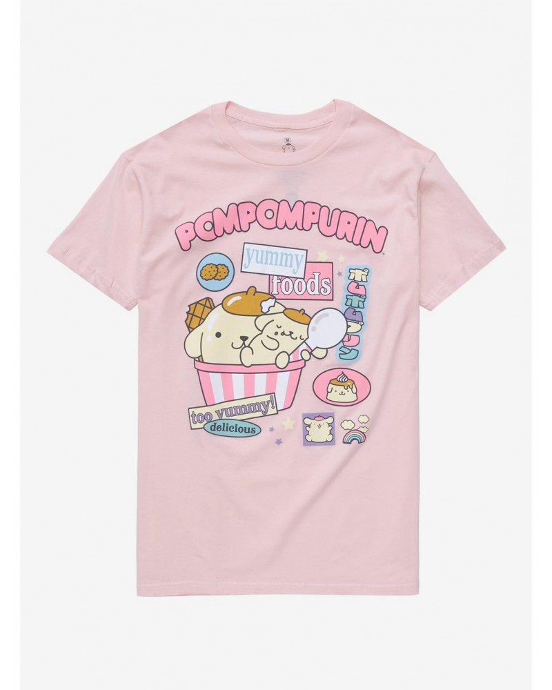 Pompompurin Yummy Foods Boyfriend Fit Girls T-Shirt $7.77 T-Shirts