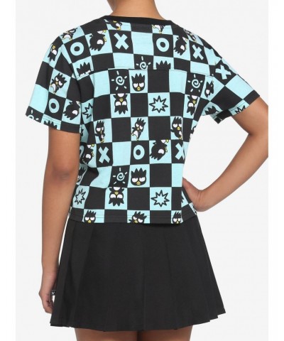 Badtz-Maru Teal Checkered Girls Crop T-Shirt $13.16 T-Shirts