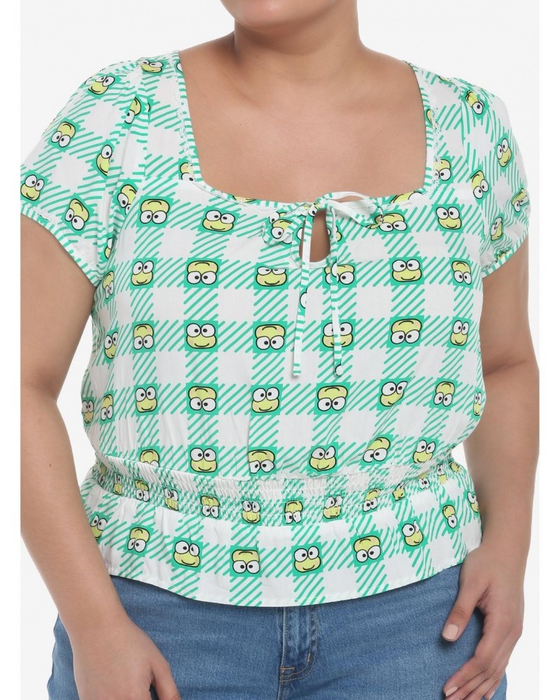 Keroppi Gingham Peplum Girls Woven Top Plus Size $11.75 Tops