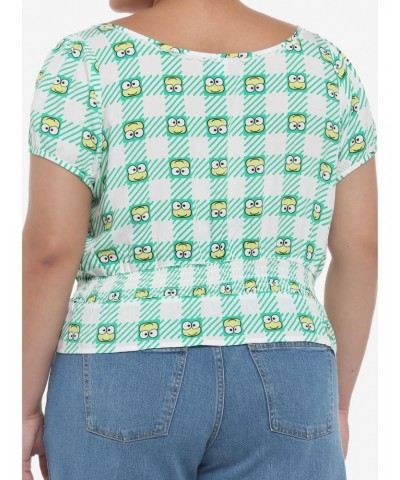 Keroppi Gingham Peplum Girls Woven Top Plus Size $11.75 Tops