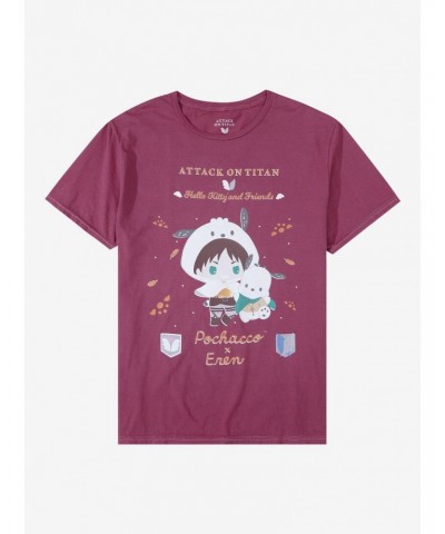 Attack On Titan X Hello Kitty And Friends Pochacco & Eren T-Shirt $10.17 T-Shirts