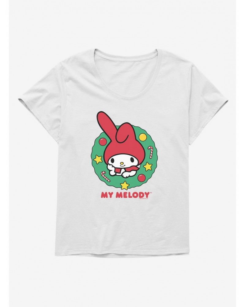 My Melody Happy Holidays Christmas Wreath Girls T-Shirt Plus Size $10.29 T-Shirts