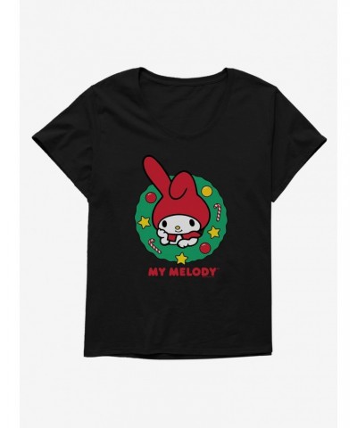 My Melody Happy Holidays Christmas Wreath Girls T-Shirt Plus Size $10.29 T-Shirts