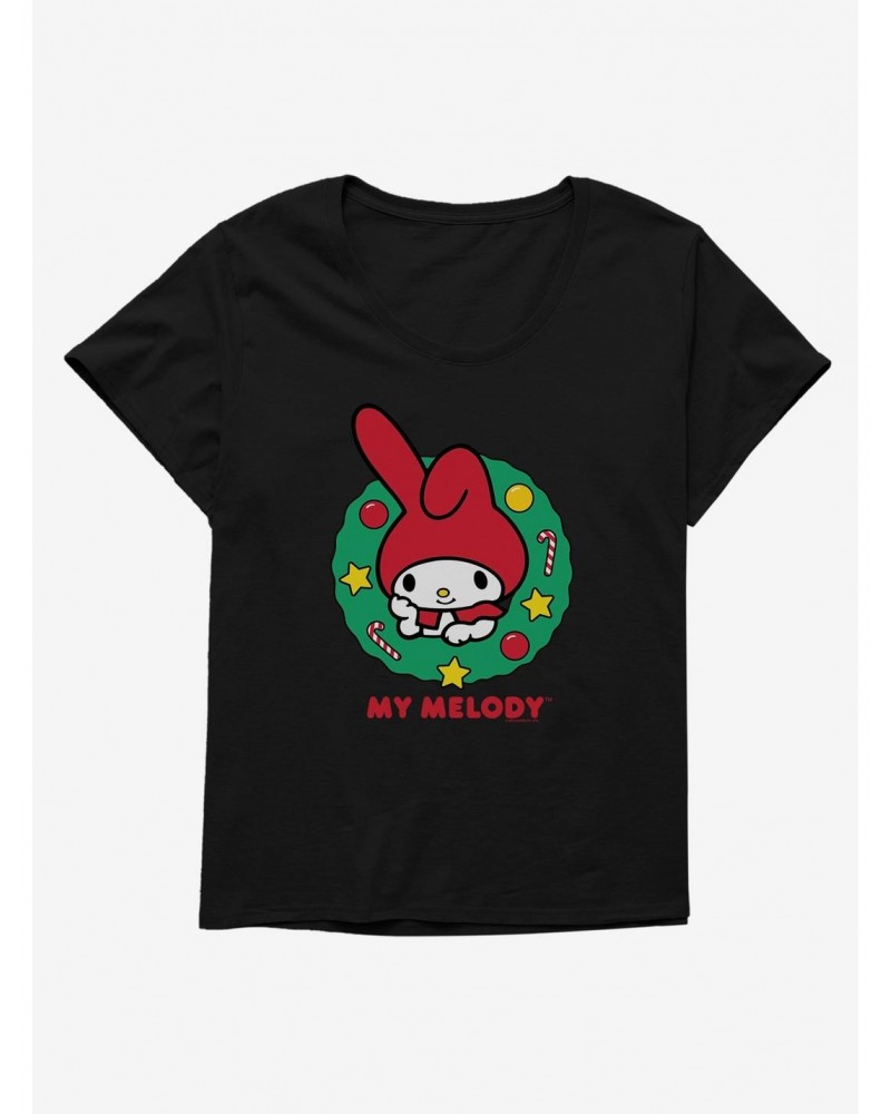 My Melody Happy Holidays Christmas Wreath Girls T-Shirt Plus Size $10.29 T-Shirts