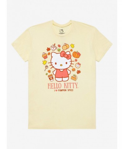 Hello Kitty Pumpkin Spice Boyfriend Fit Girls T-Shirt $8.37 T-Shirts