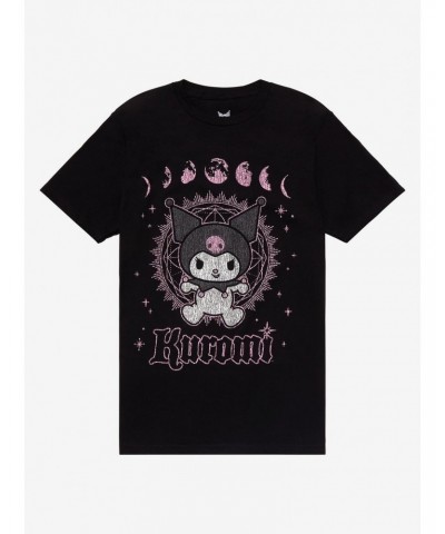Kuromi Cosmic Moon Phase Boyfriend Fit Girls T-Shirt $9.36 T-Shirts