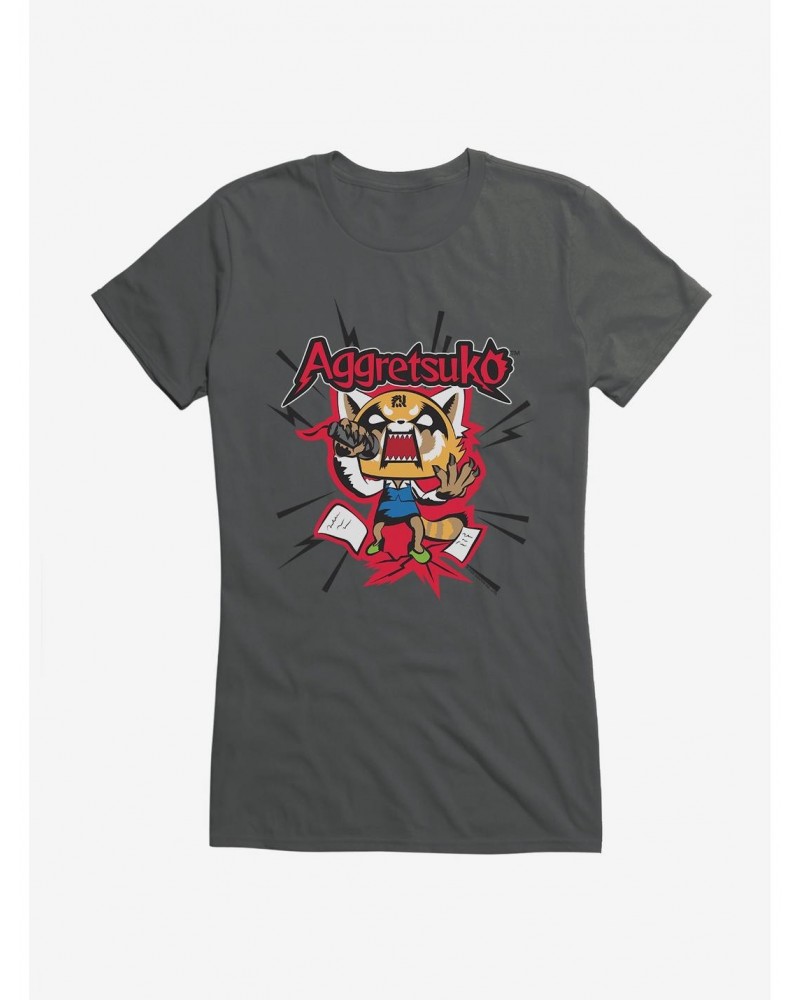 Aggretsuko Screaming Lyrics Girls T-Shirt $7.57 T-Shirts