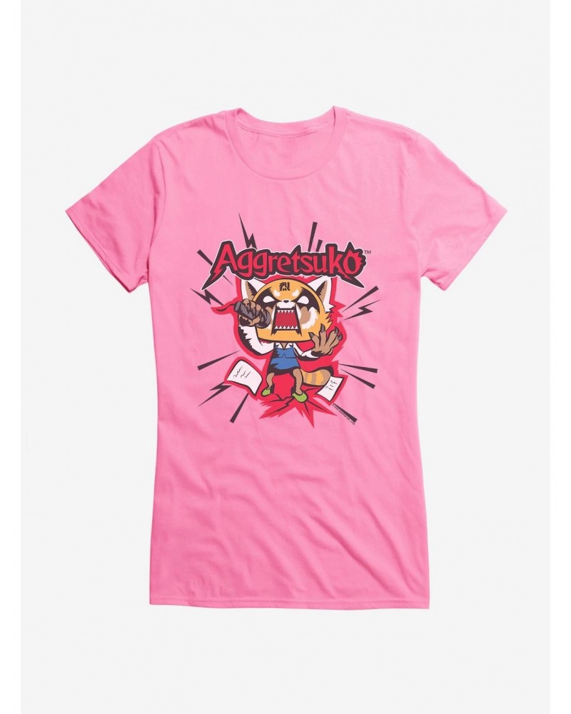 Aggretsuko Screaming Lyrics Girls T-Shirt $7.57 T-Shirts