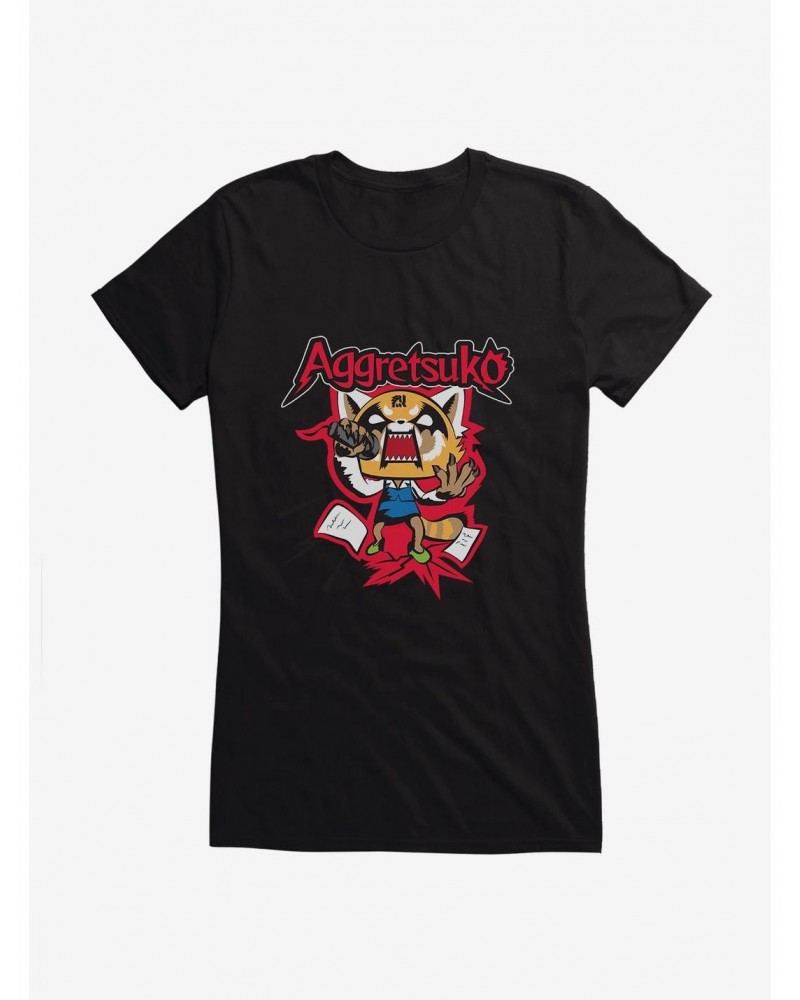 Aggretsuko Screaming Lyrics Girls T-Shirt $7.57 T-Shirts