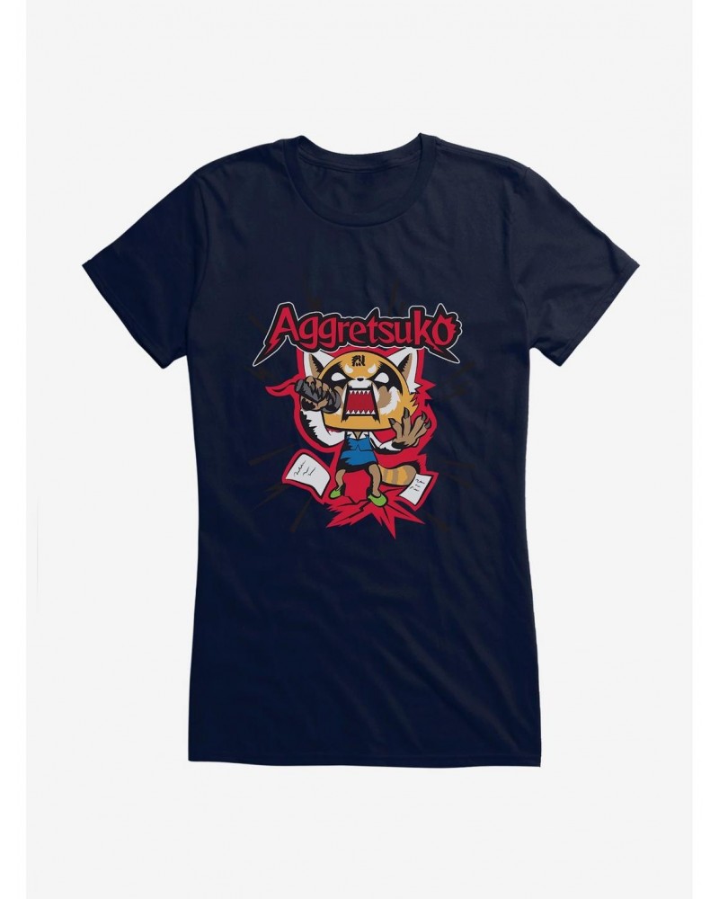 Aggretsuko Screaming Lyrics Girls T-Shirt $7.57 T-Shirts