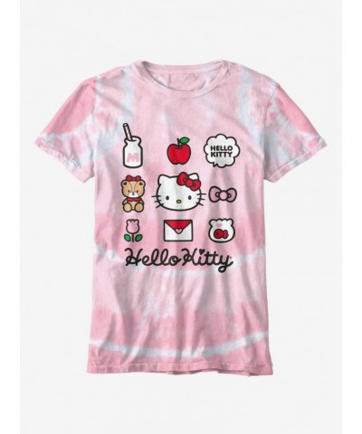 Hello Kitty Grid Tie-Dye Boyfriend Fit Girls T-Shirt Plus Size $5.12 T-Shirts