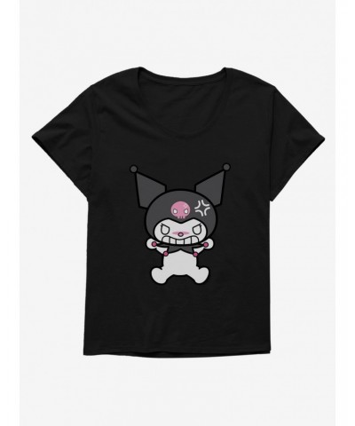 Kuromi Angry Grin Girls T-Shirt Plus Size $10.64 T-Shirts