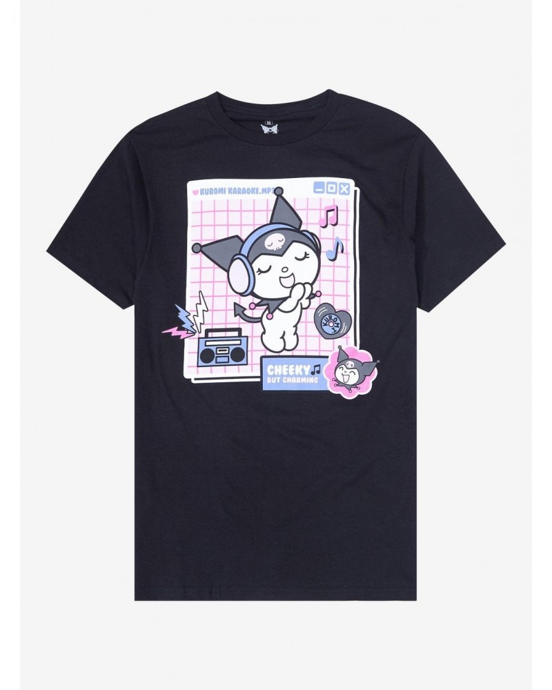 Kuromi Pixel Music Boyfriend Fit Girls T-Shirt $9.76 T-Shirts