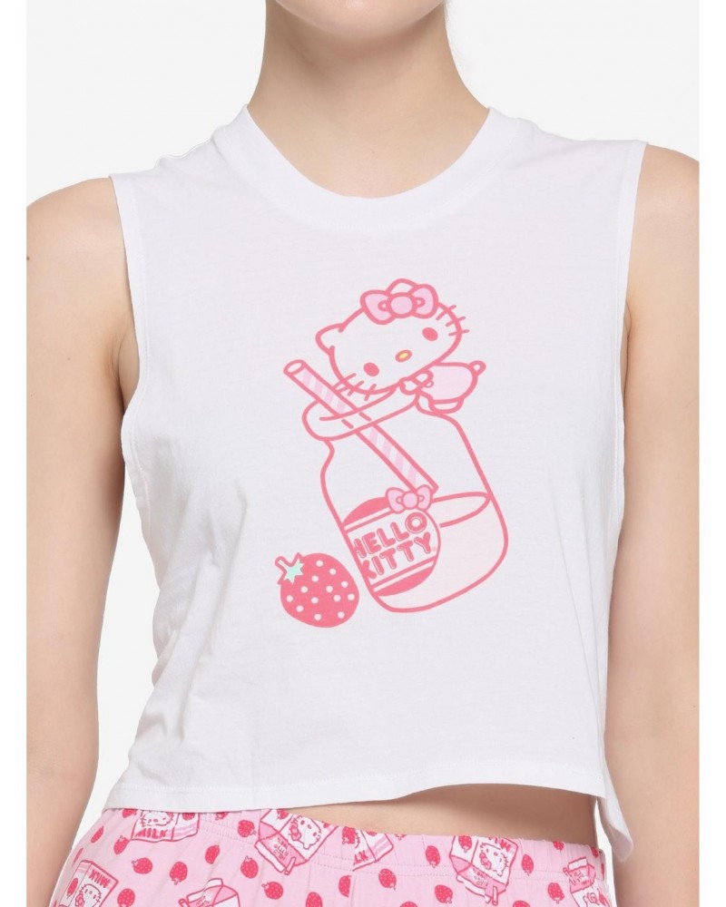 Hello Kitty Strawberry Milk Tank & Shorts Girls Lounge Set $9.90 Lounge Set