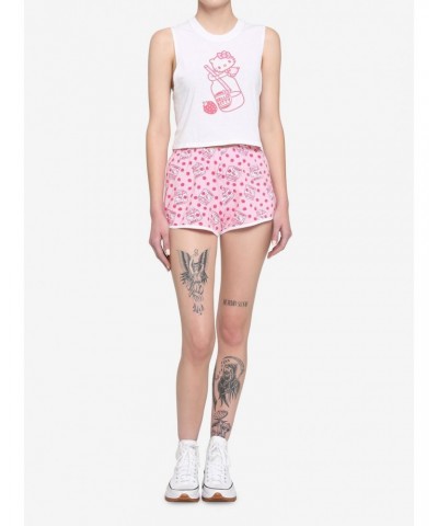 Hello Kitty Strawberry Milk Tank & Shorts Girls Lounge Set $9.90 Lounge Set