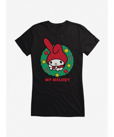 My Melody Happy Holidays Christmas Wreath Girls T-Shirt $7.77 T-Shirts