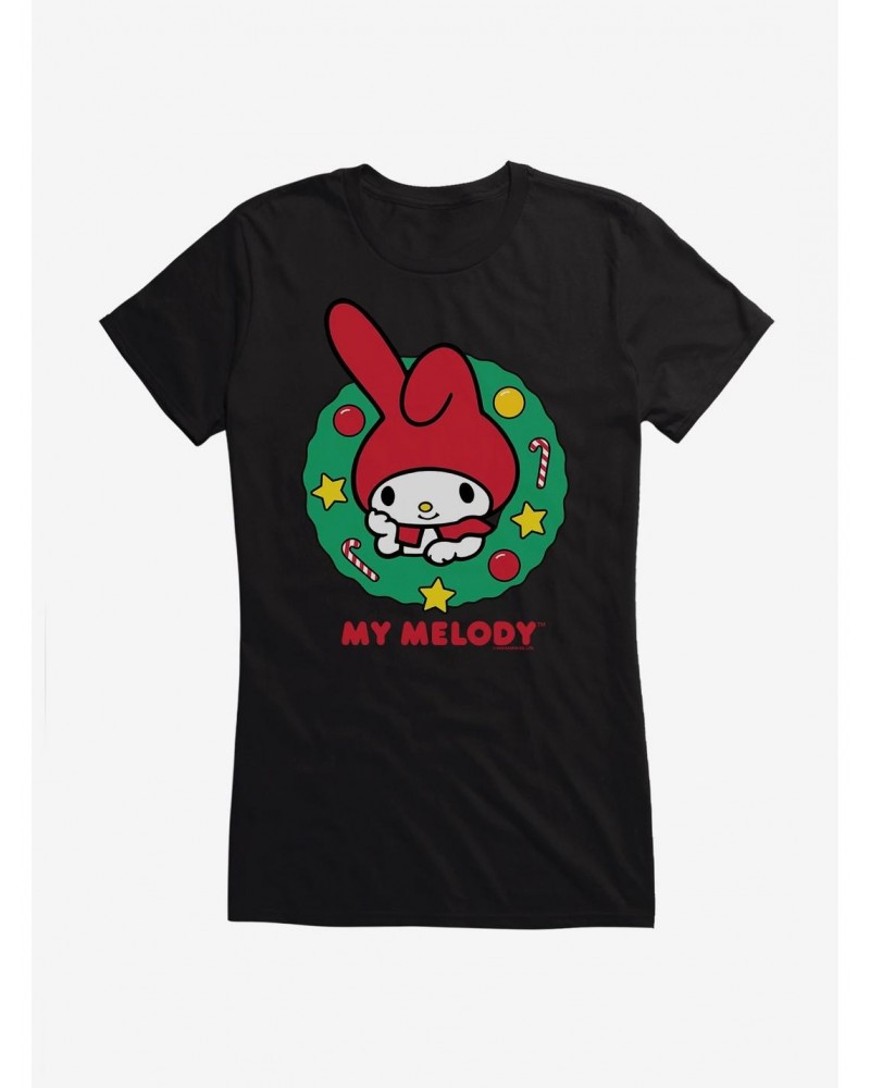 My Melody Happy Holidays Christmas Wreath Girls T-Shirt $7.77 T-Shirts