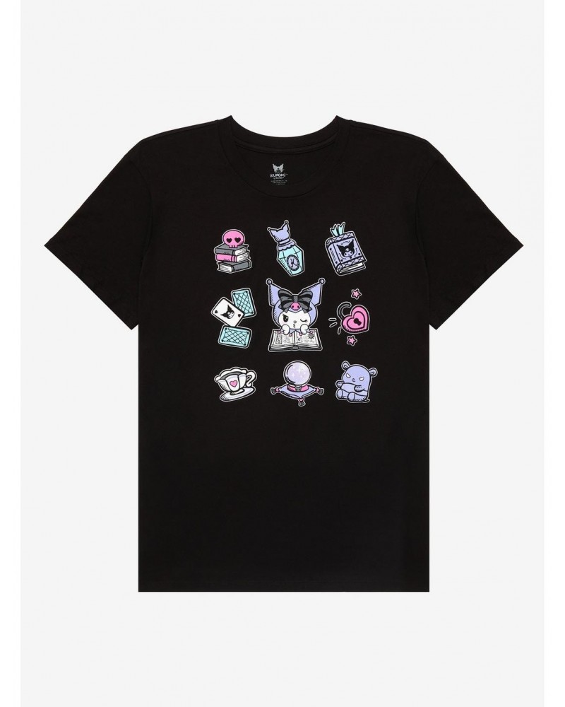 Kuromi Fortune Teller Icons Boyfriend Fit Girls T-Shirt Plus Size $12.98 T-Shirts