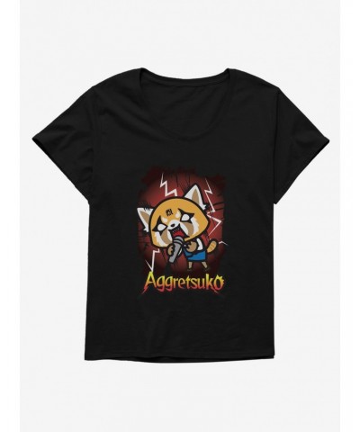 Aggretsuko Metal Rockin' Out Girls T-Shirt Plus Size $11.33 T-Shirts
