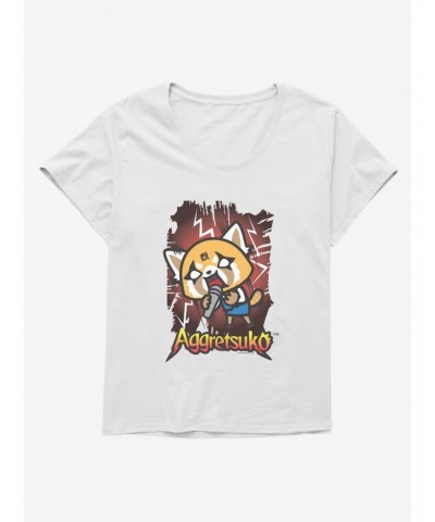 Aggretsuko Metal Rockin' Out Girls T-Shirt Plus Size $11.33 T-Shirts